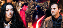 a man and a woman are standing next to each other in front of a car