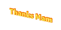 the word thanks mam is written in orange letters