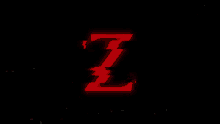 a red letter z is surrounded by a black background
