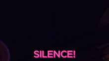 a cartoon of a girl and a purple monster with the words silence written on it