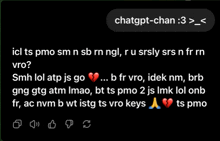 a text message from chatgpt-chan with a broken heart in the middle