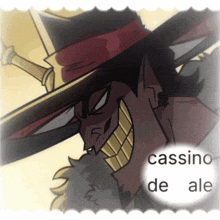 a cartoon drawing of a man with a hat and the words cassino de ale