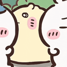 a cartoon drawing of a tree with a face and pigs around it