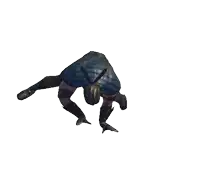 a man in a blue and black outfit is falling down