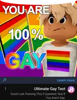 an ad for the ultimate gay test shows a boy with a rainbow shirt on