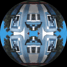 a kaleidoscope of a house with a bearded man