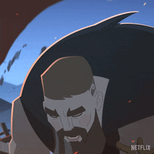 a cartoon of a man with a beard and a netflix logo in the corner