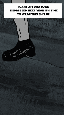 a black and white drawing of a person that says i cant afford to be depressed