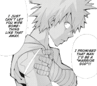 a black and white drawing of a man with the words i promised that man i 'd be a warrior god