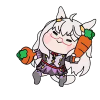 a cartoon of a girl holding two carrots