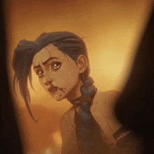 a close up of a cartoon character with a bloody nose