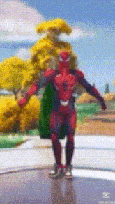 a blurry picture of a spider-man holding a green bag