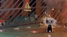 a blurred image of a person standing in front of a cage