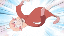 a cartoon character is flying through the air while wearing a red shirt