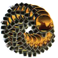 a computer generated image of a worm with a gold ball in the center