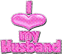 a pink heart with the words i love my husband on it