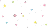 a white background with flowers and hearts in a pixel art style