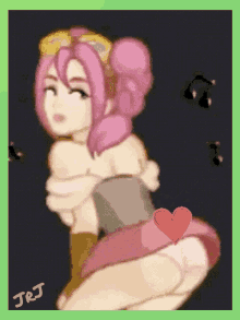 anime girl twerking hearts dance