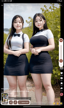 a screenshot of two girls standing next to each other on a phone screen