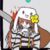a cartoon drawing of a girl with a flower in her hair