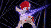 a computer generated image of a person with a red hat on
