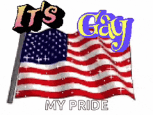an american flag with the words it 's gay my pride written above it