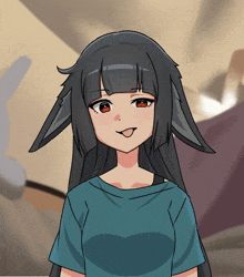 a drawing of a girl with long black hair and red eyes is titled ' a drawing of a girl with long black hair '