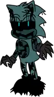 a cartoon drawing of a sonic the hedgehog with black gloves