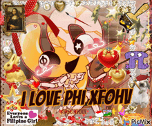 a picture of a cartoon character with the words " i love phi xfohv " on it