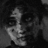 a close up of a person 's face with spots on it