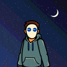 a cartoon drawing of a man with a mask giving a thumbs up