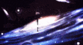 a person is standing in the middle of a galaxy in space