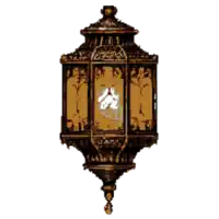 a lantern with a light inside of it