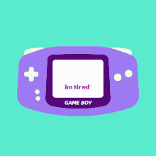 a purple game boy says gooddamn im tired