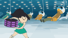 a cartoon of a girl holding a purple object with the words braven warriors written on the bottom