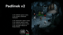a screenshot of a video game called padlinek v2 shows a skeleton in a cave