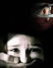a close up of a person 's face with a bandage on it