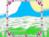 a picture frame with purple hearts and diamonds