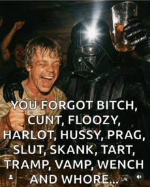 a man in a darth vader costume holds a glass of beer