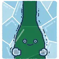 a cartoon drawing of a green plant with a face