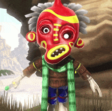 a cartoon character with a red mask on his head and a green scarf around his neck