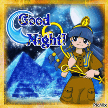 a picture of a girl with the words " good night " on it