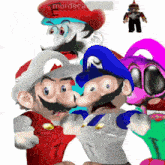 a group of mario characters are standing next to each other with the name mordecai written on the bottom