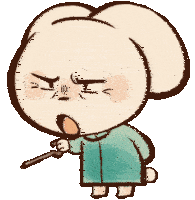 a cartoon rabbit with an angry look on his face is holding a stick