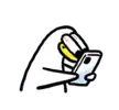 a cartoon of a hand holding a cell phone with a banana in it .