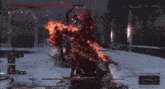 a screenshot of a video game shows a character named leo fighting a demon