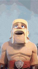 a cartoon character with a beard and a yellow helmet