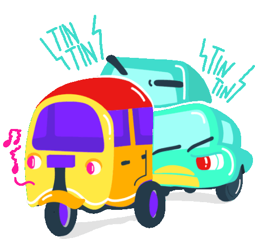 Happy Rickshaw Causes Traffic Sticker - Car Tin Tin Road Rage Stickers