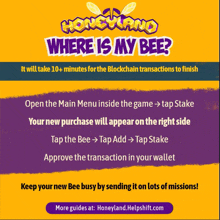 a yellow and purple advertisement for honeyland