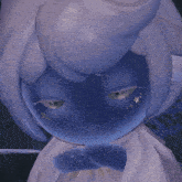a close up of a cartoon character with a horn on its head